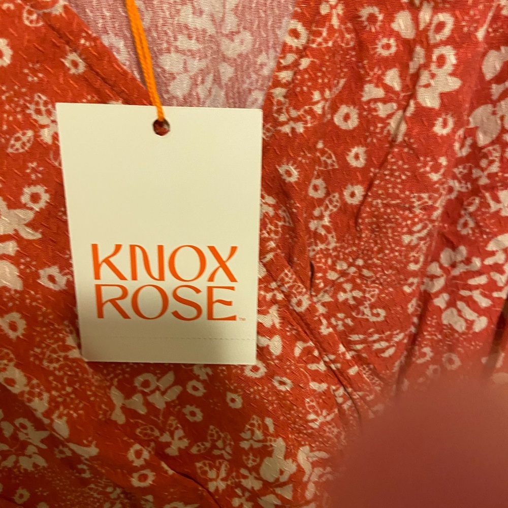 A NEW DAY Orange and Cream Tropical Floral Short Sleeve Sheer Maxi Dress XXL - Picture 6 of 10